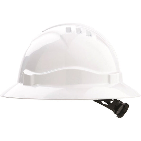 PCH Hard Hat V6 Full Brim Unvented Ratchet White