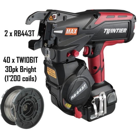 MAX Rebar Tier RB443Tx2 + 4x5Ah + 40x30xTW1061T Pallet Bundle