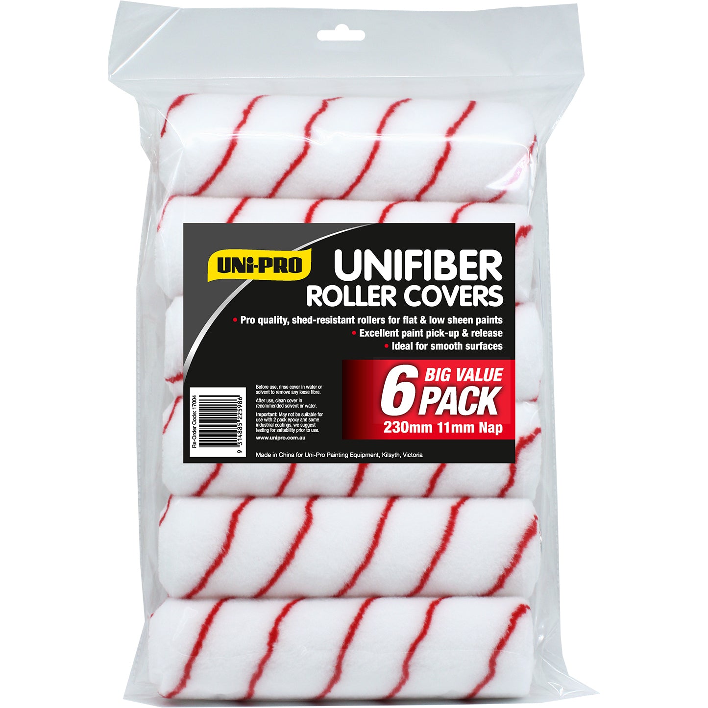 UPO Roller Cover Unifiber Synthetic Red 11mm