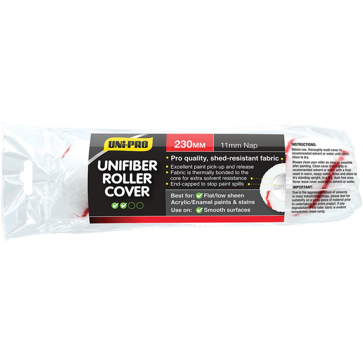UPO Roller Cover Unifiber Synthetic Red 11mm