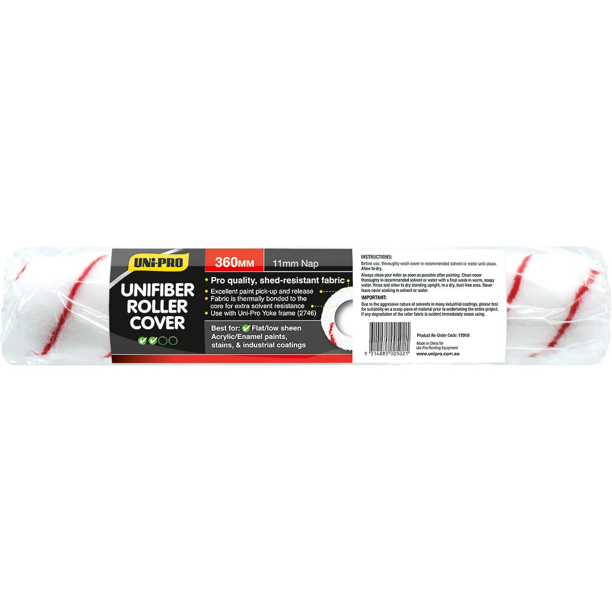 UPO Roller Cover Unifiber Synthetic Red 11mm