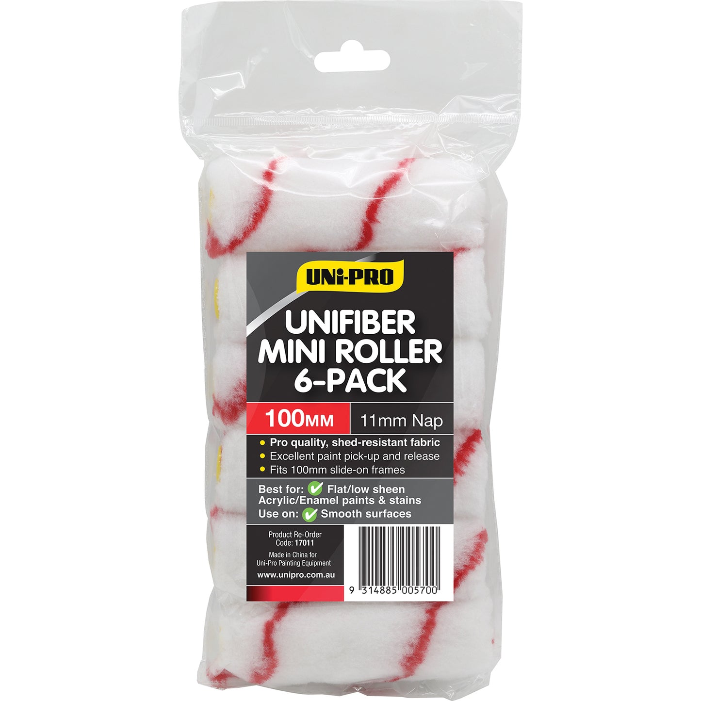 UPO Roller Cover Unifiber Synthetic Red 11mm