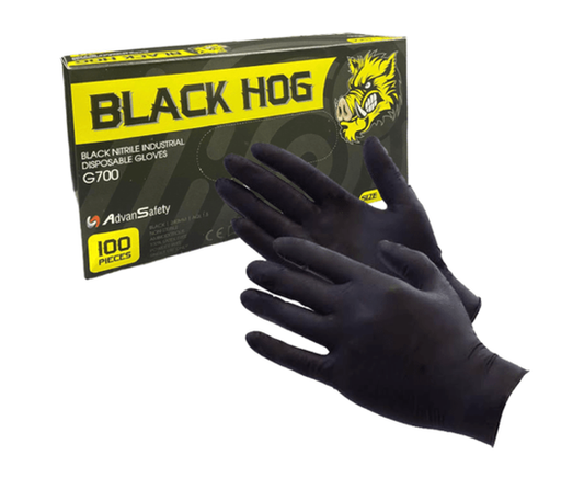 YSF Gloves Nitrile Black Hog G700 100pk