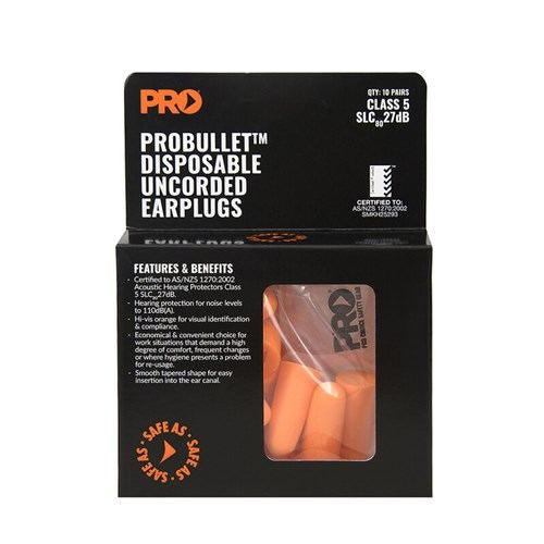 PCH Earplugs Probullet Disposable Uncorded 10 Pair