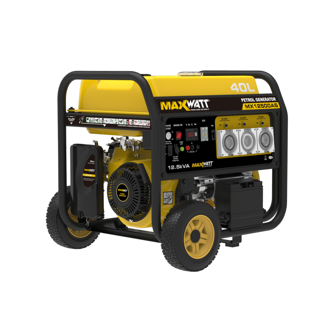 MWT Generator Open-Frame MX12500AS 10kVA 240V Petrol