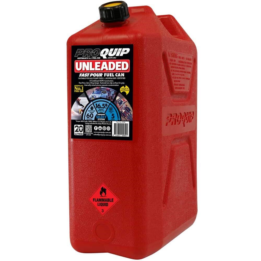 PQP Fuel Can Plastic Fast Pour Petrol Red 20L