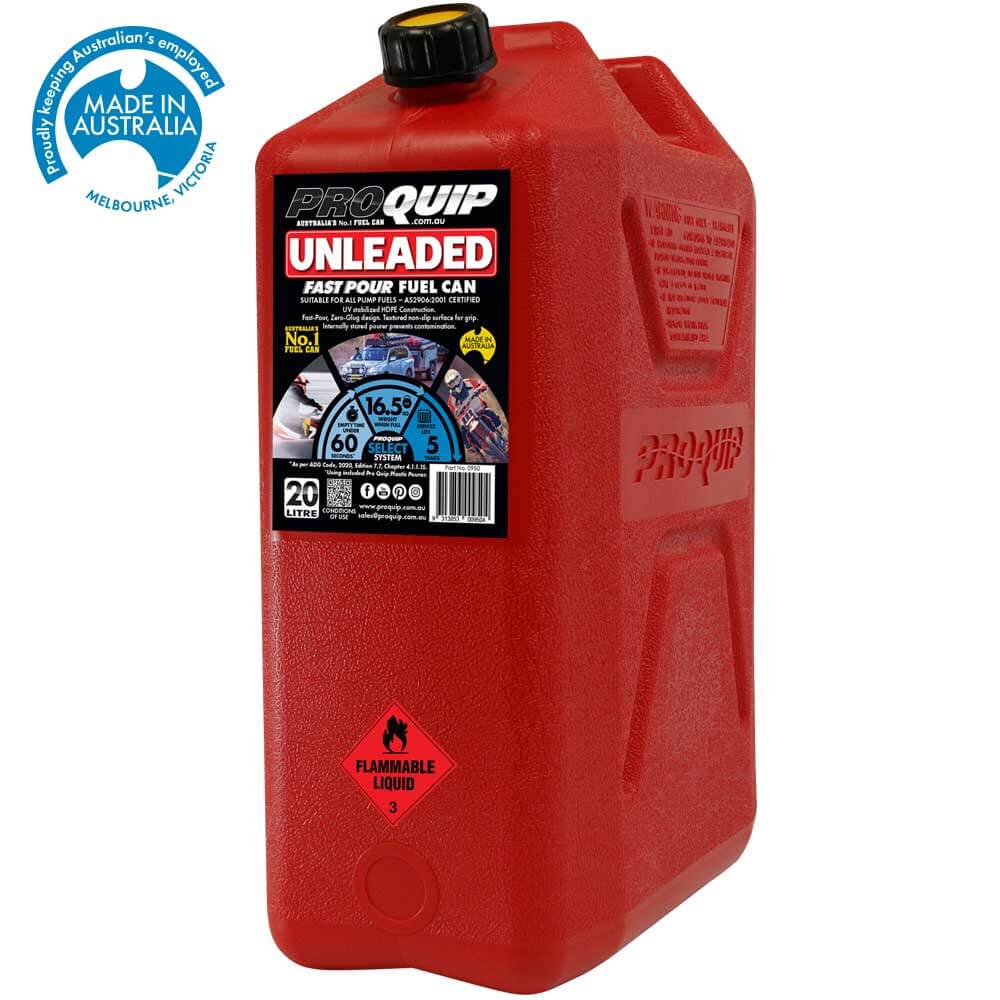 PQP Fast Pour Fuel Can Petrol Red 20L
